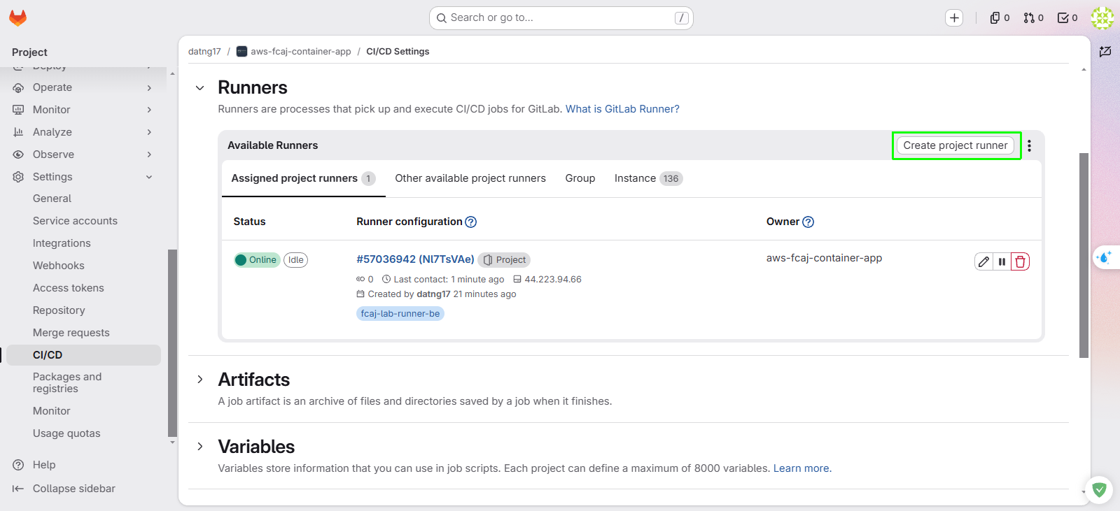 Configure Runner