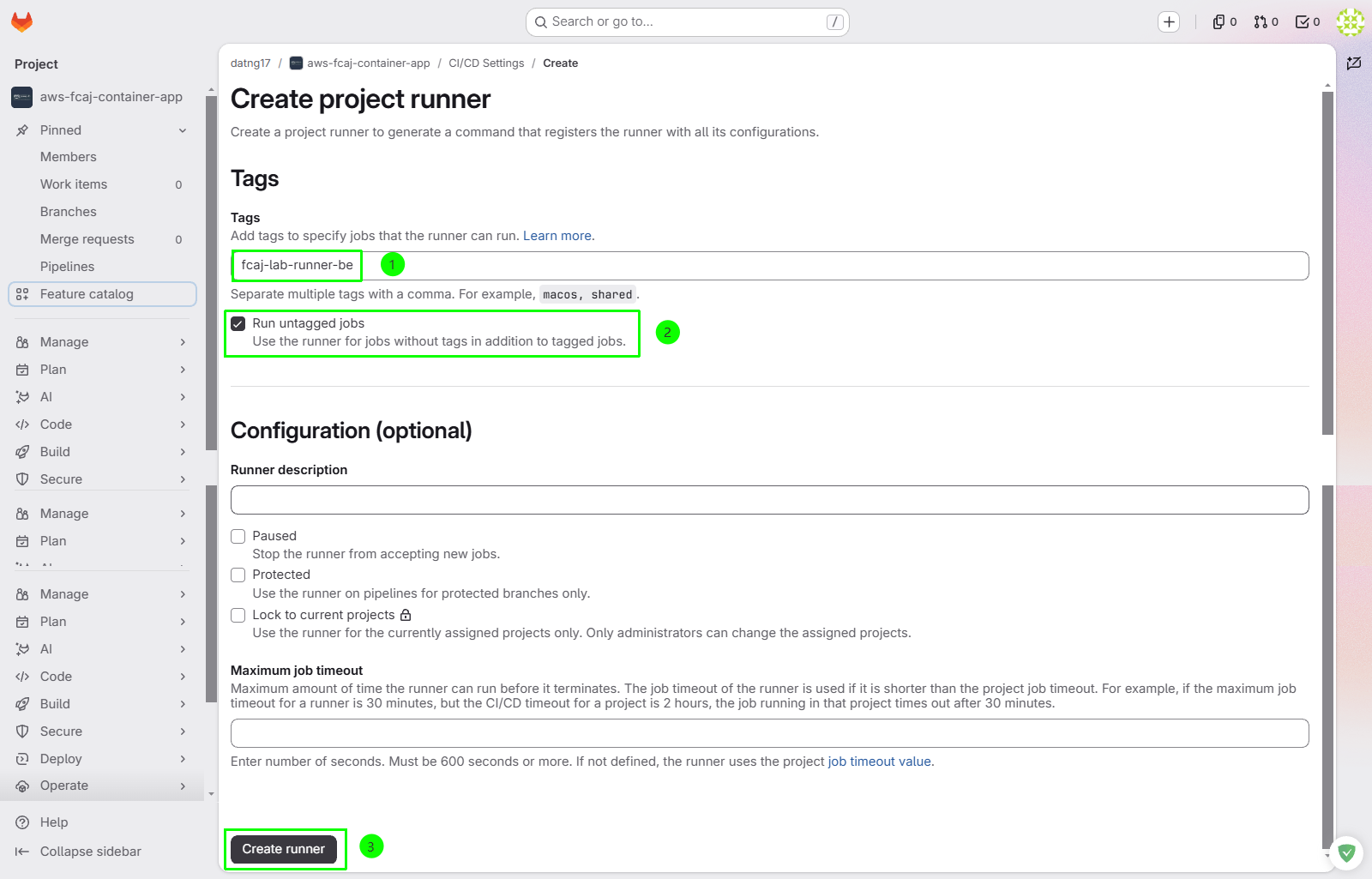 Configure Runner