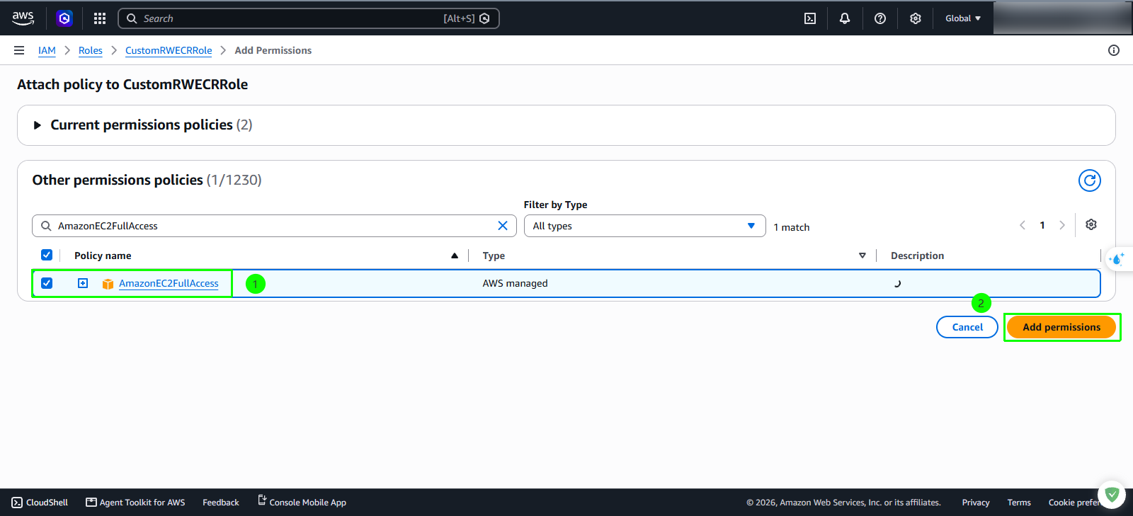Search EC2 Policy