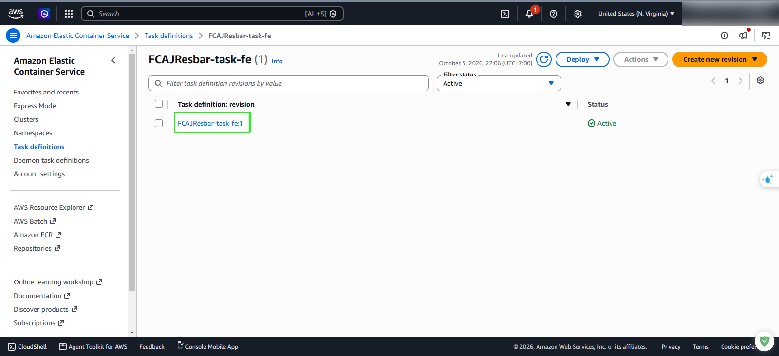 Task Definition Frontend Results