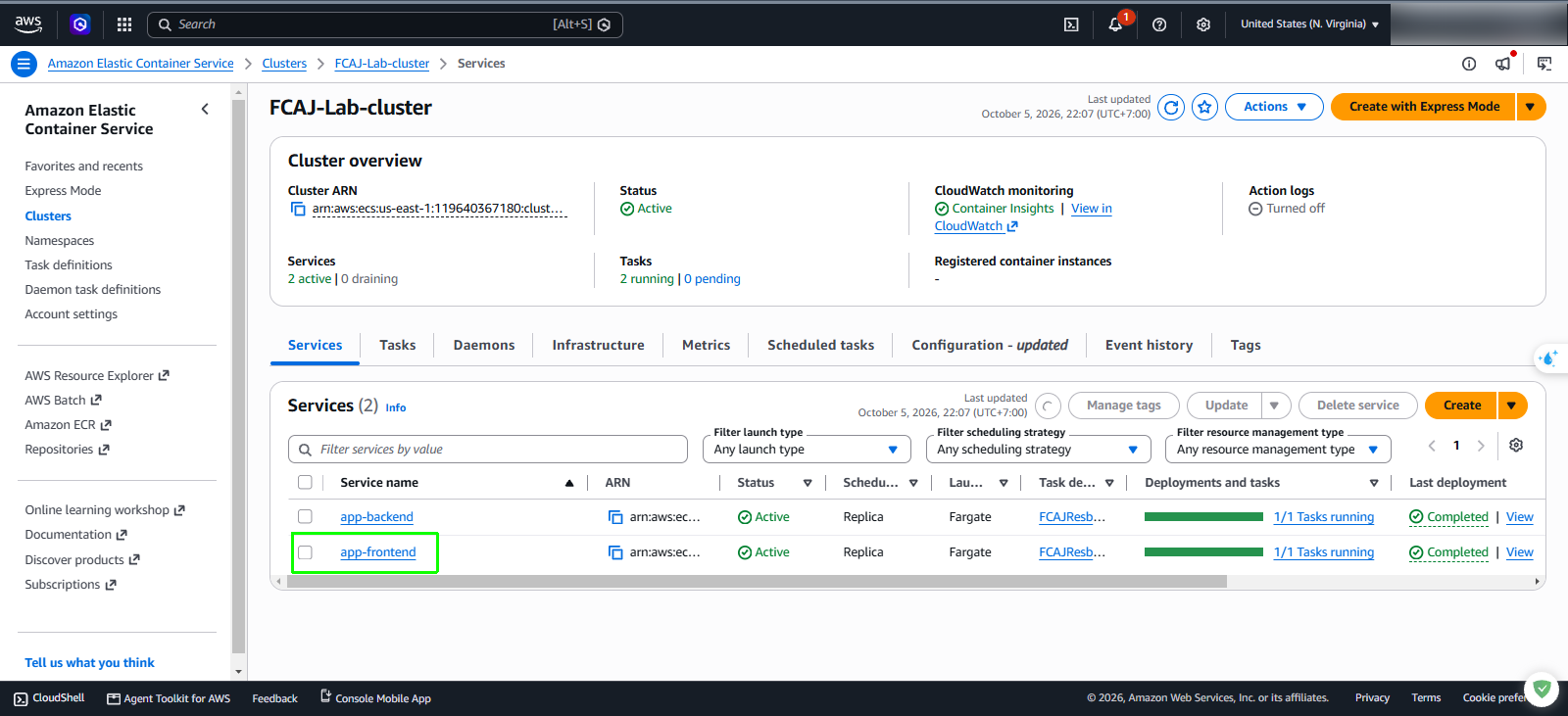 Service Frontend Results