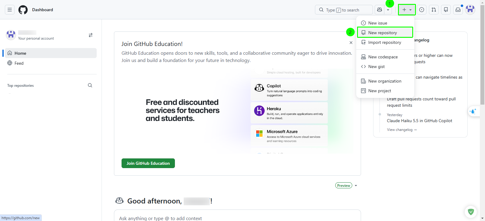 GitHub repositories page