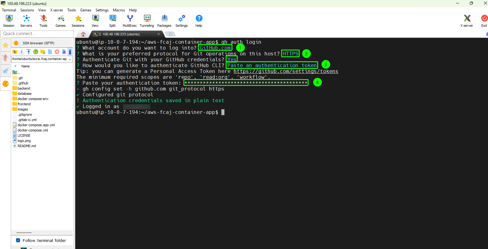 GitHub CLI interactive authentication
