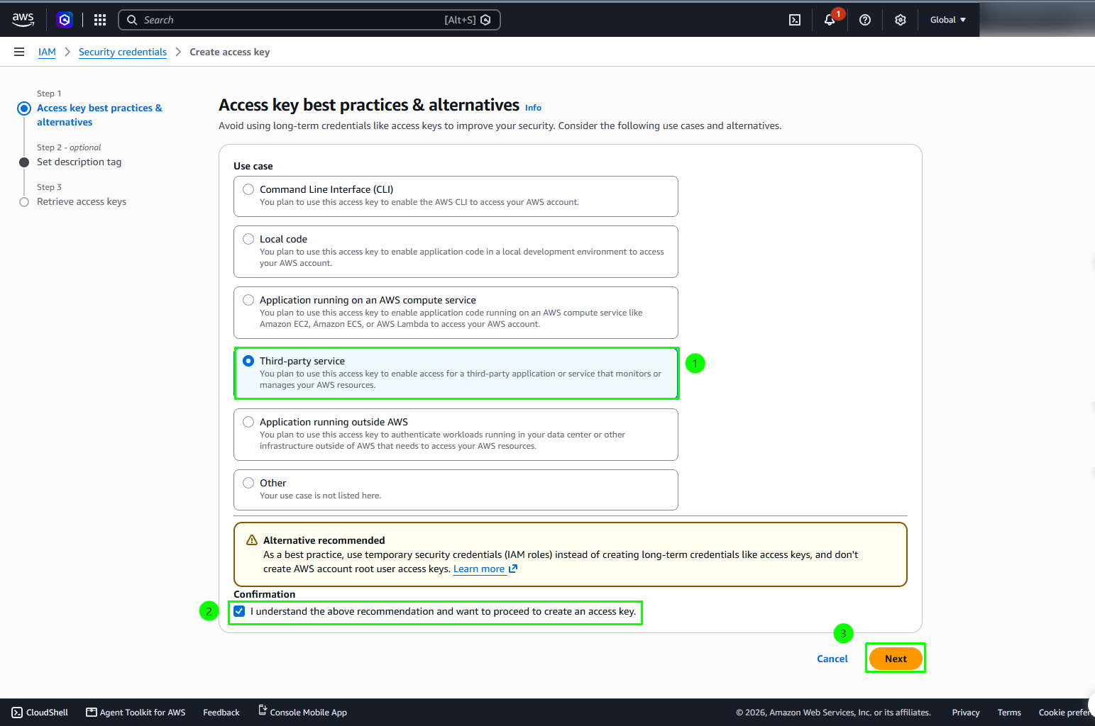 Select third-party service use case