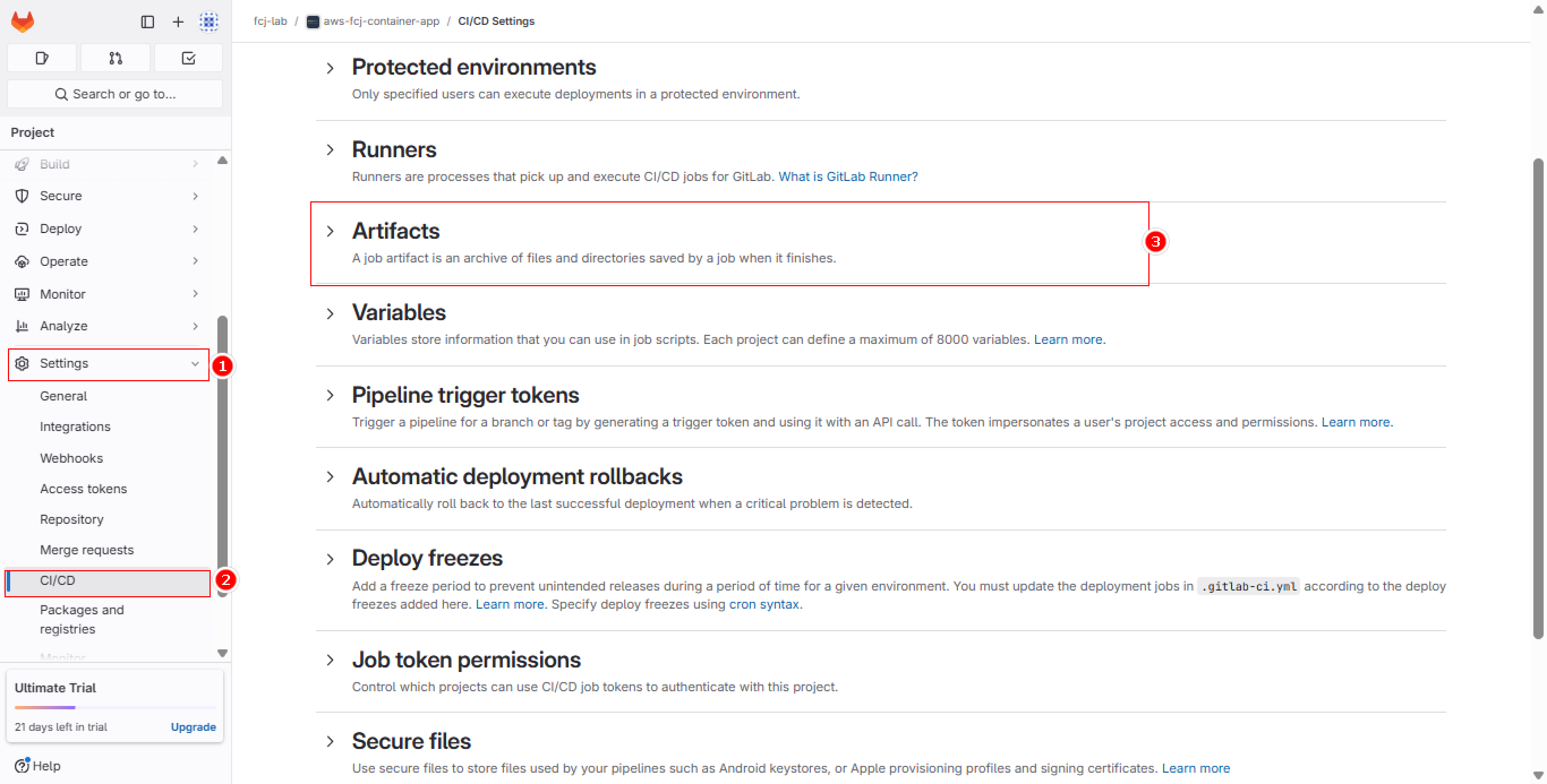 Access CI/CD Settings