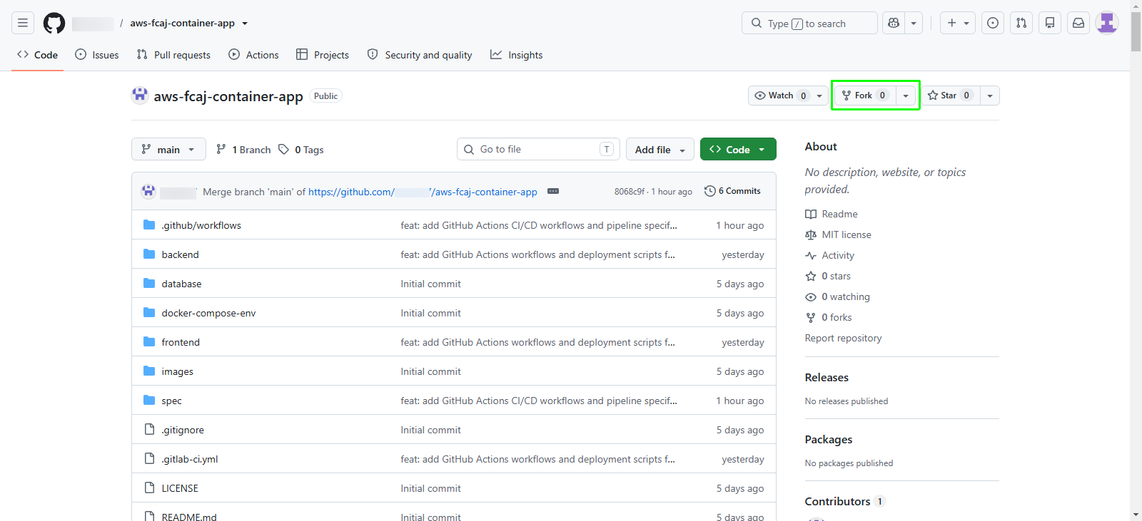 Fork repository