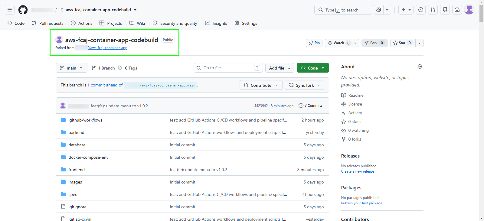 Forked repository overview