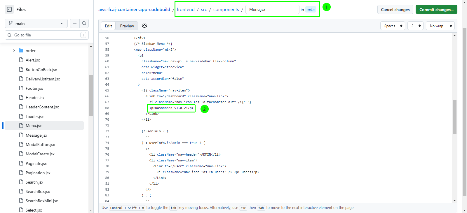 Navigate to Menu.jsx in components directory