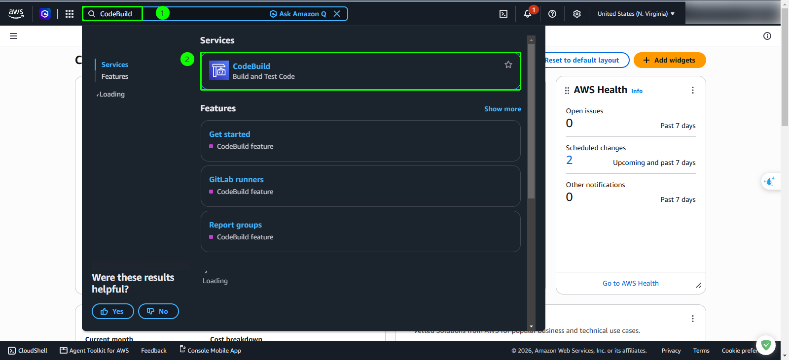 Open CodeBuild in AWS Console