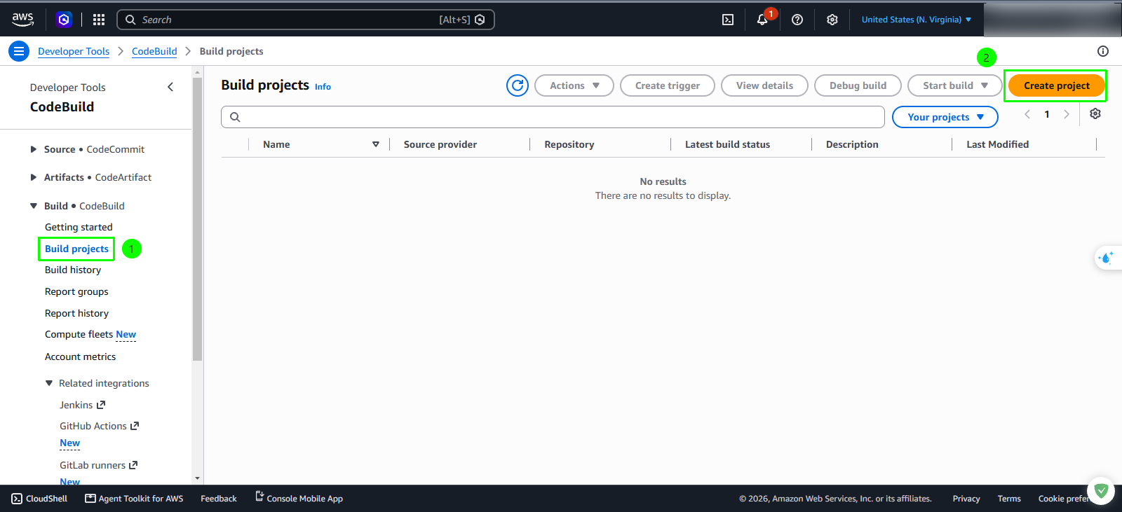 Create CodeBuild project