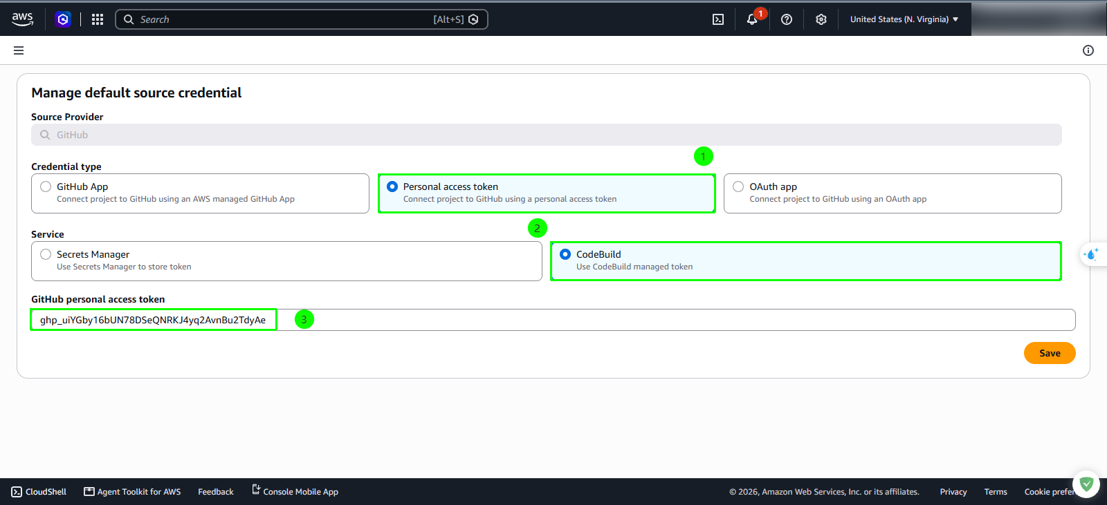 Manage default source credential dialog