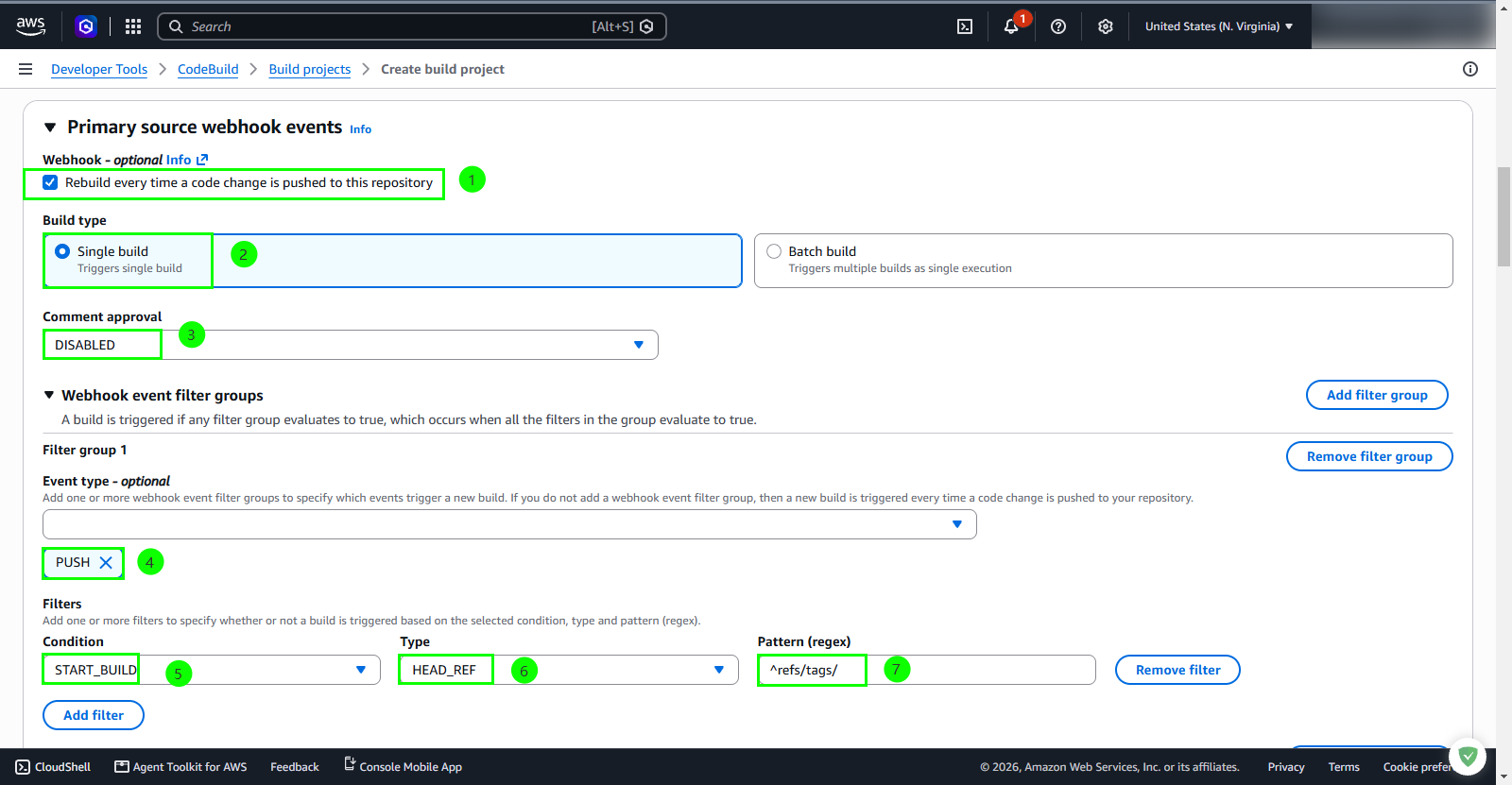 Configure webhook events and filter groups