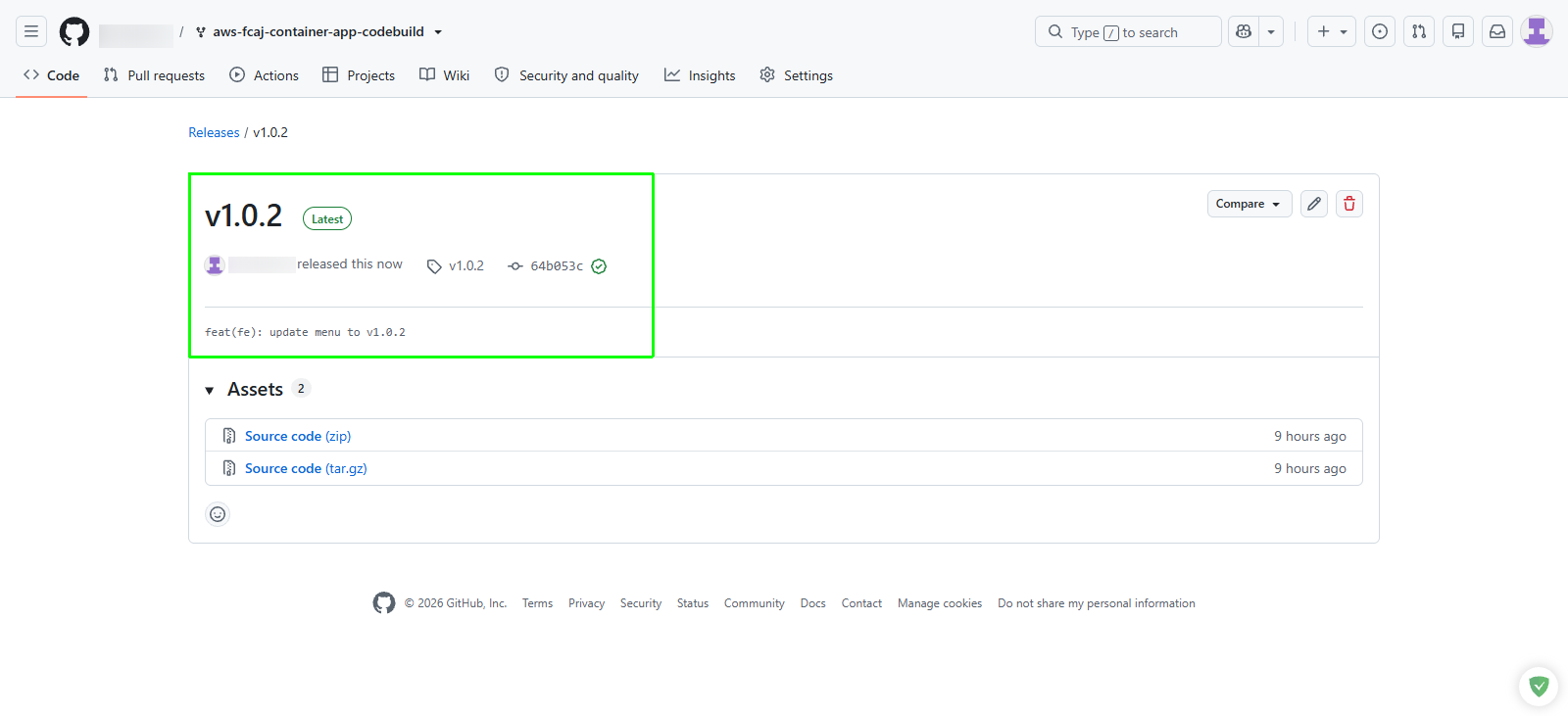 Verify published release tag details