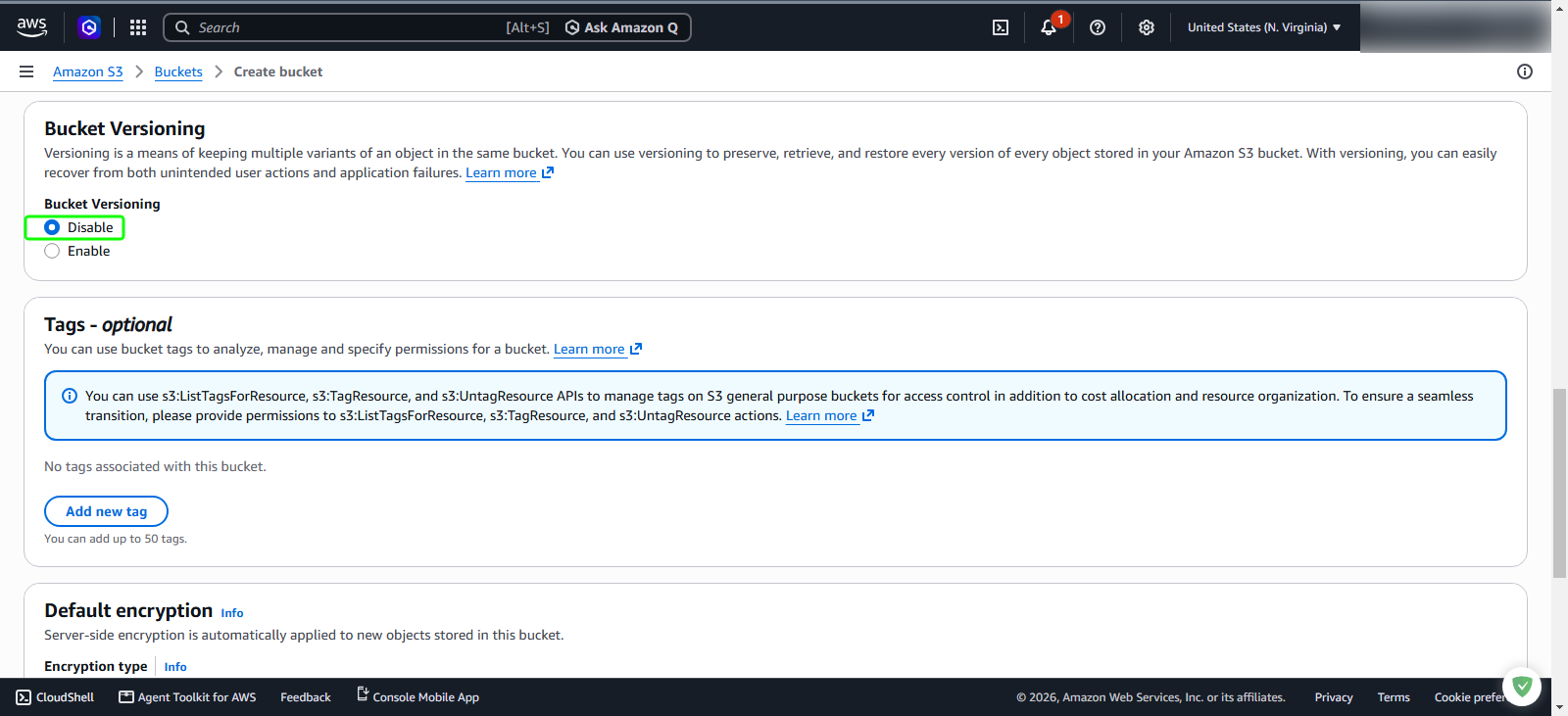 Disable bucket versioning