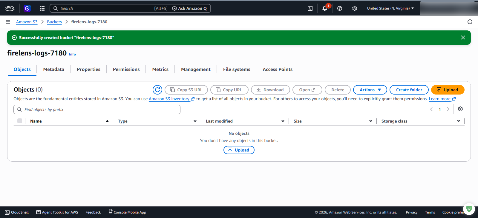 Verify bucket creation success