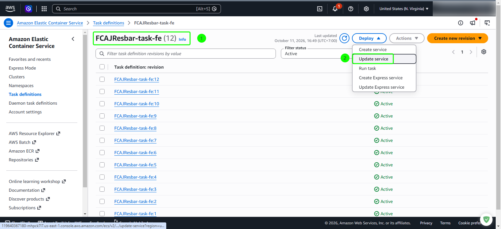 Deploy dropdown update service